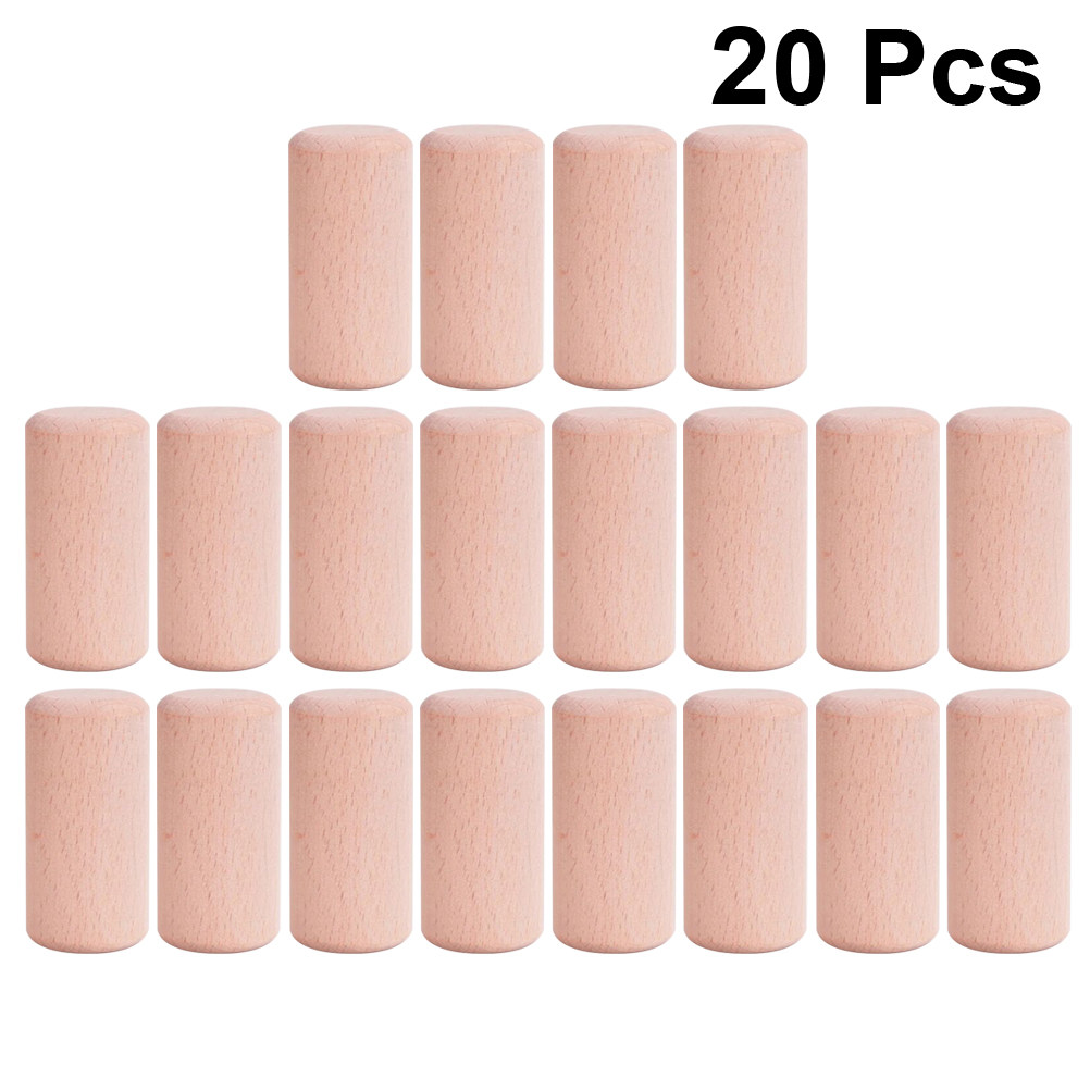 Art Craft Building - 20Pcs Solid Wooden Cylinder Blocks Natural