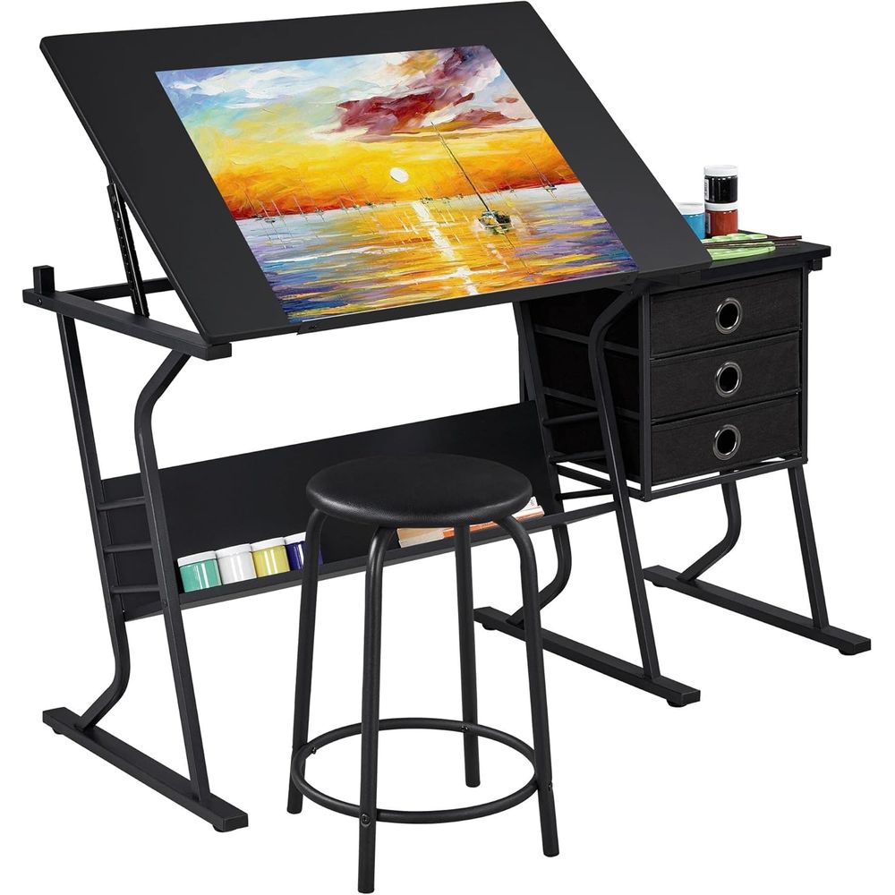 Art And Craft Studio - Adjustable Art Desk with Stool and