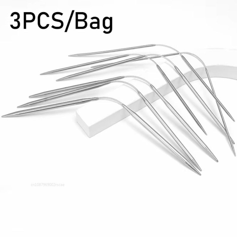 Crochet Hook Set - 3ps/bag Circular Knit Needles Knitting Metal