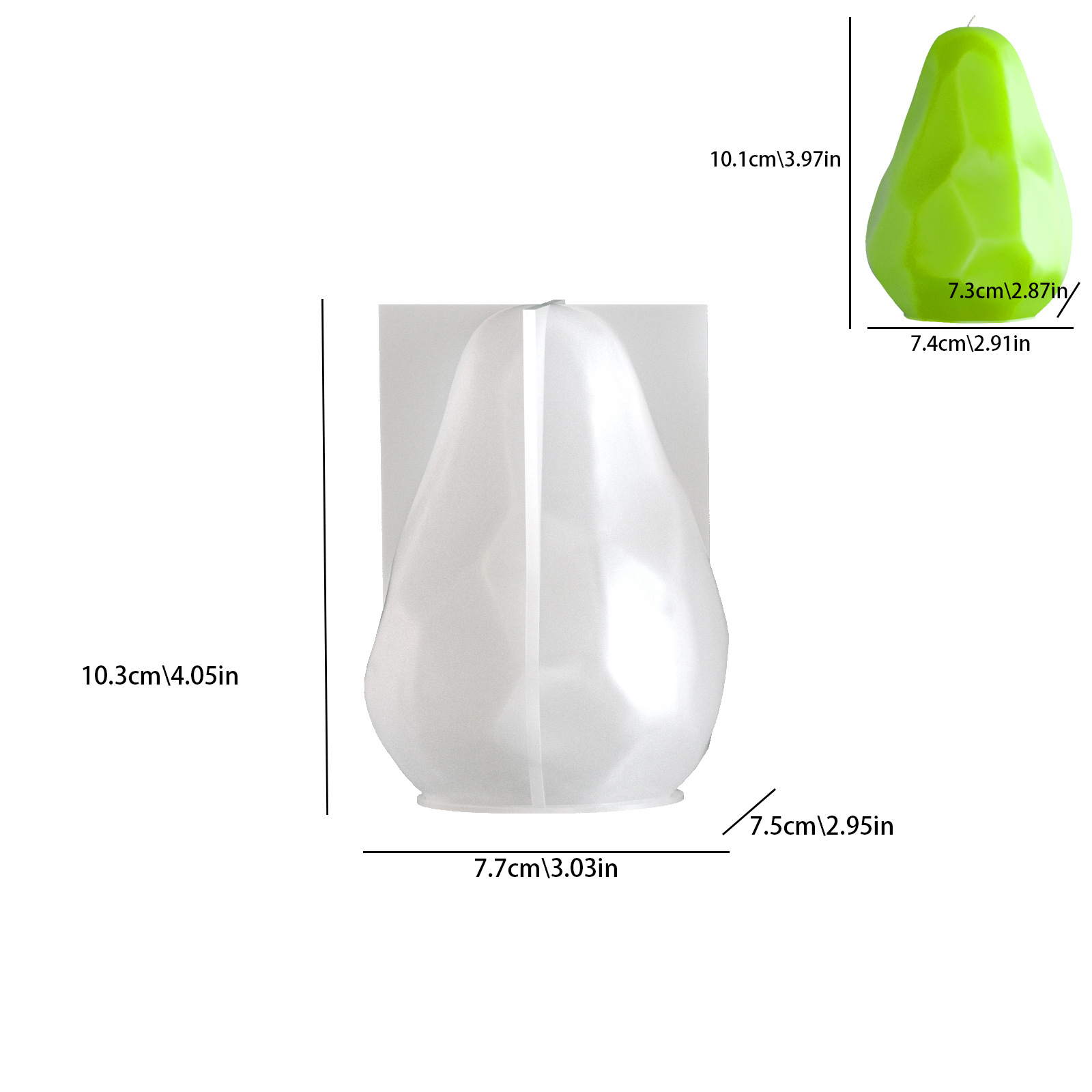 Art And Craft Studio - Pear Candle Mold Diamond-Cut Resin Casting