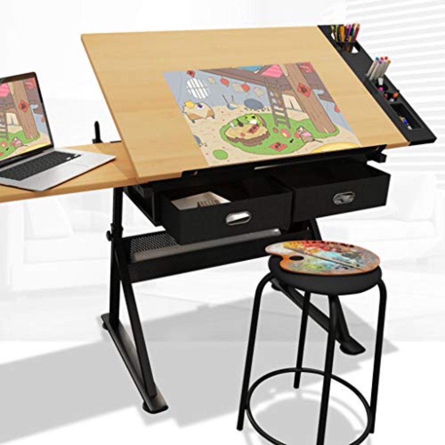 Art Craft Painting - Drafting Table with Storage Height Adjustable
