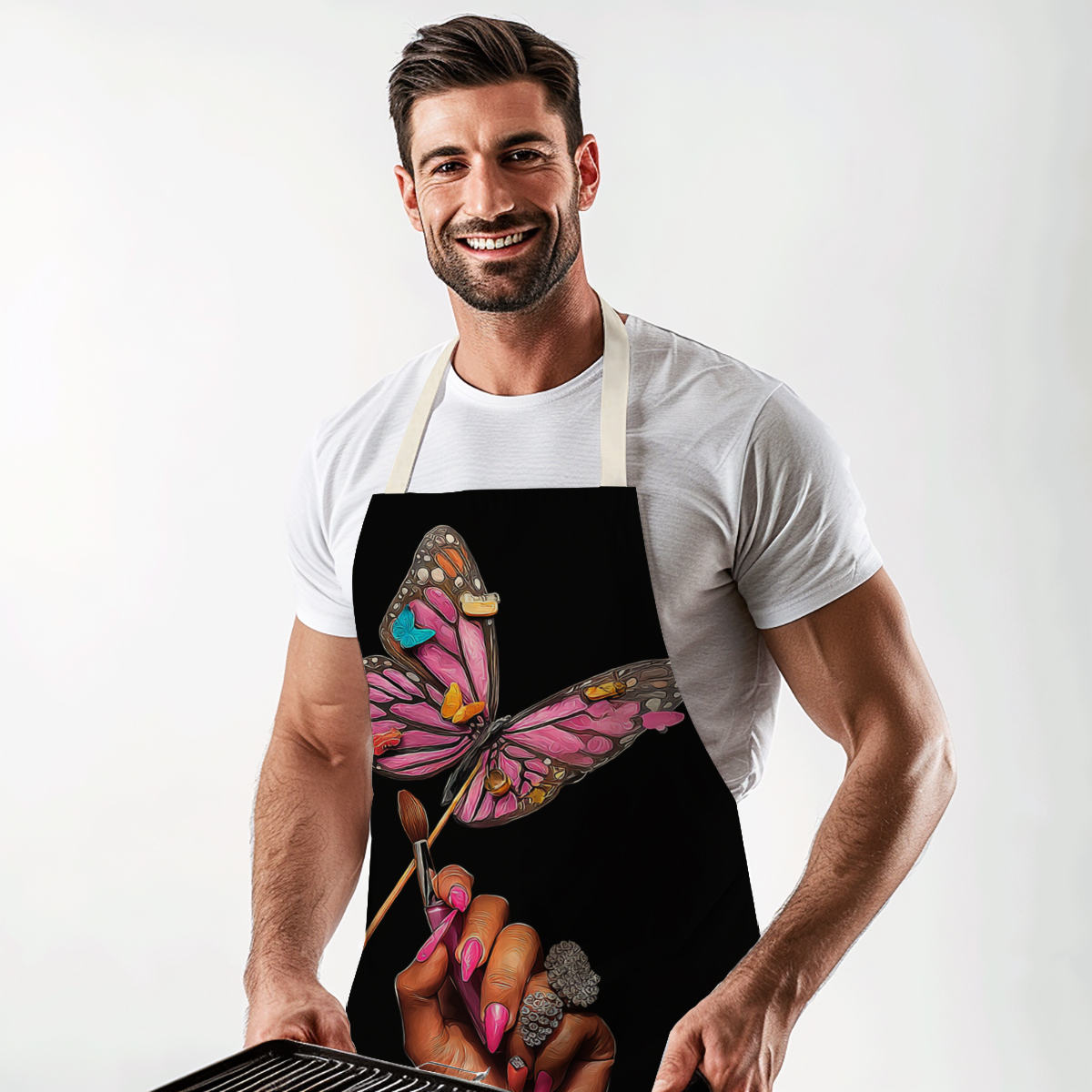 Art And Craft Studio - Stylish Nail Art Pattern Polyester Apron
