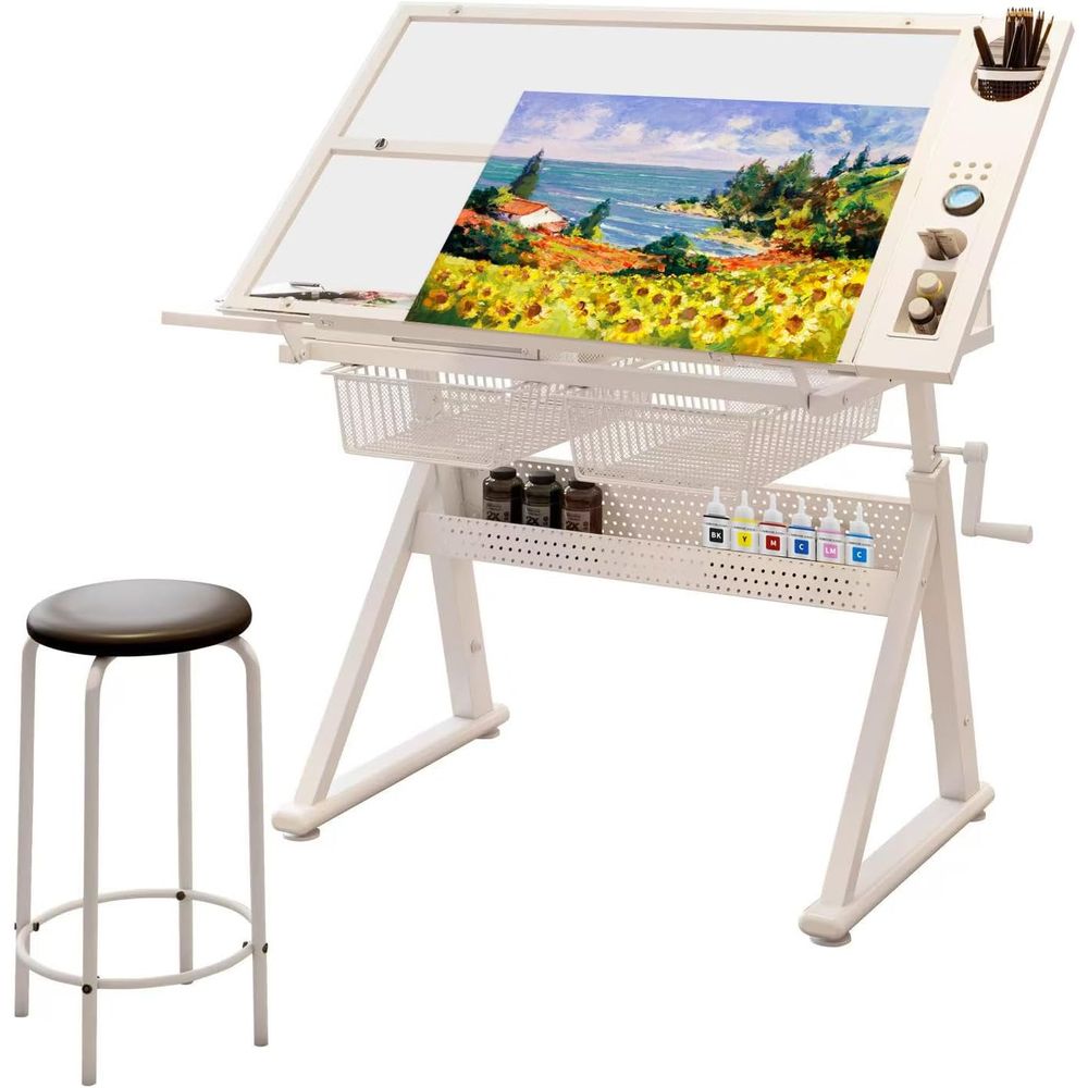 Art & Craft Paper Ideas - Adjustable Art Desk with Tempered Glass