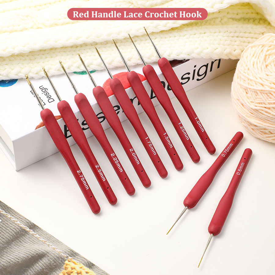 10pcs Red Crochet Set Kit Sili – обзор и цена Crochet Hook Set