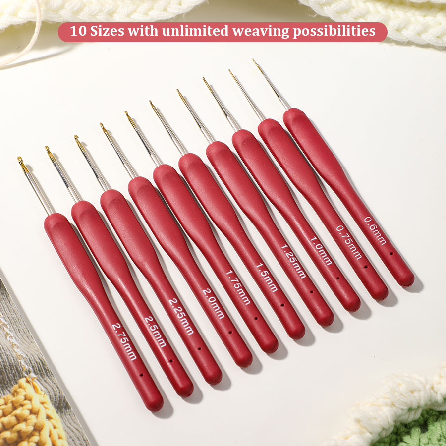 10pcs Red Crochet Set Kit Sili – обзор и цена Crochet Hook Set