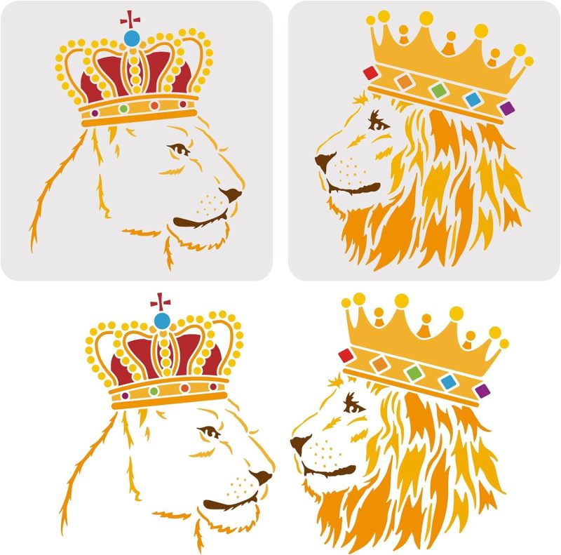 2 Pcs Lion Stencils 11.8x11.8i – обзор и цена Queen Art Craft