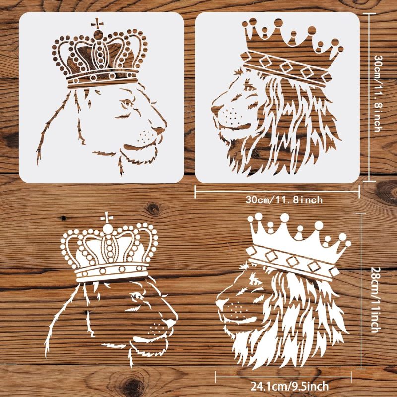 2 Pcs Lion Stencils 11.8x11.8i – обзор и цена Queen Art Craft