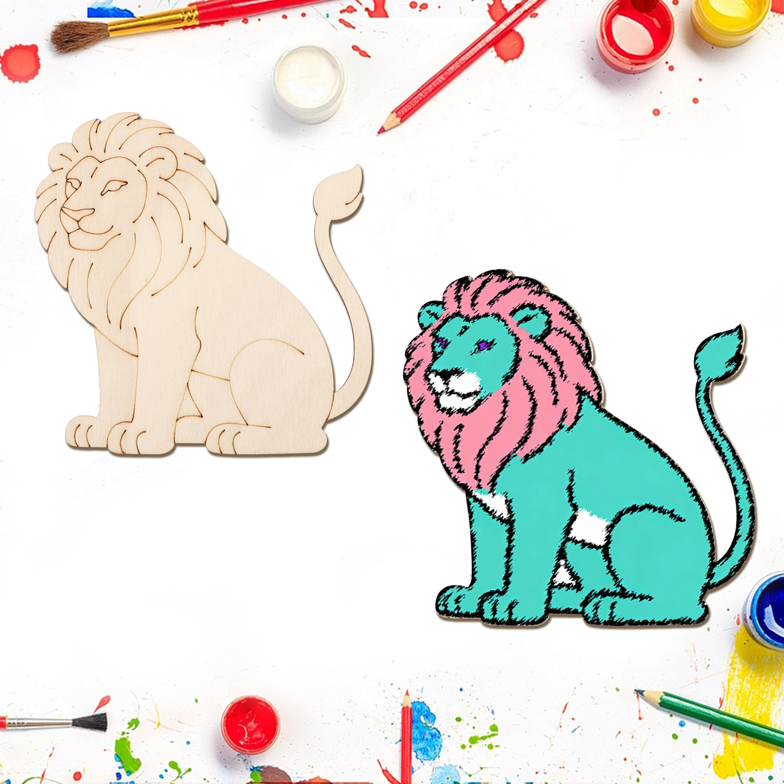 10pcs/set Unfinished Wood Lion – обзор и цена Art Craft Lion