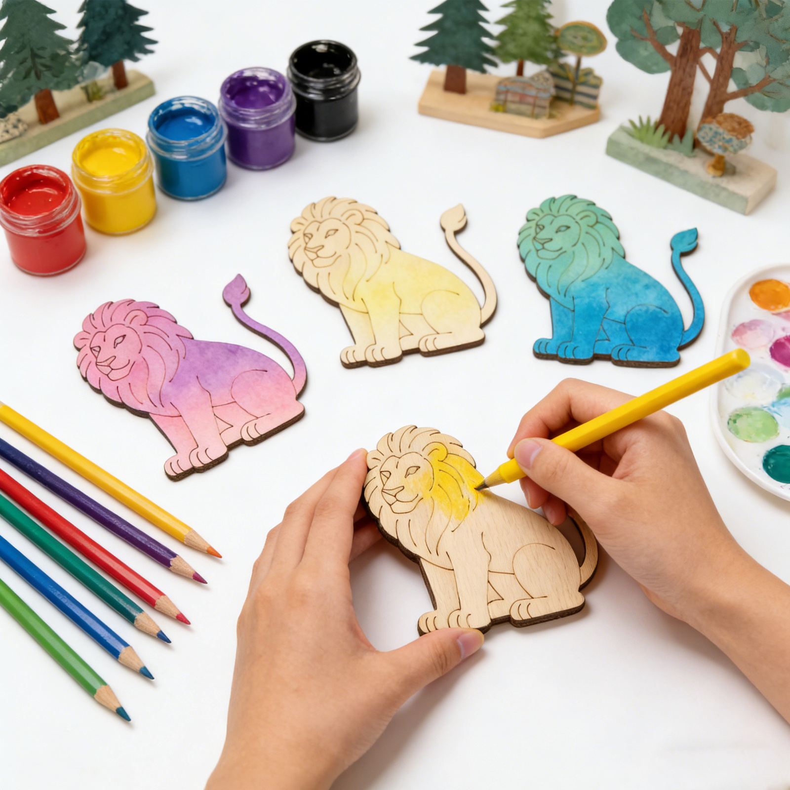 10pcs/set Unfinished Wood Lion – обзор и цена Art Craft Lion