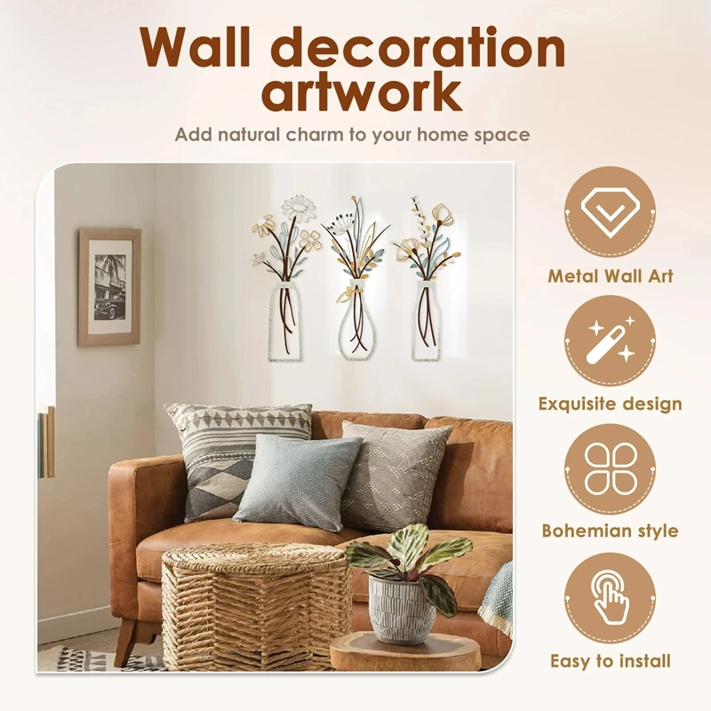 3pcs Metal Flowers Wall Decora – обзор и цена Art Craft Flower