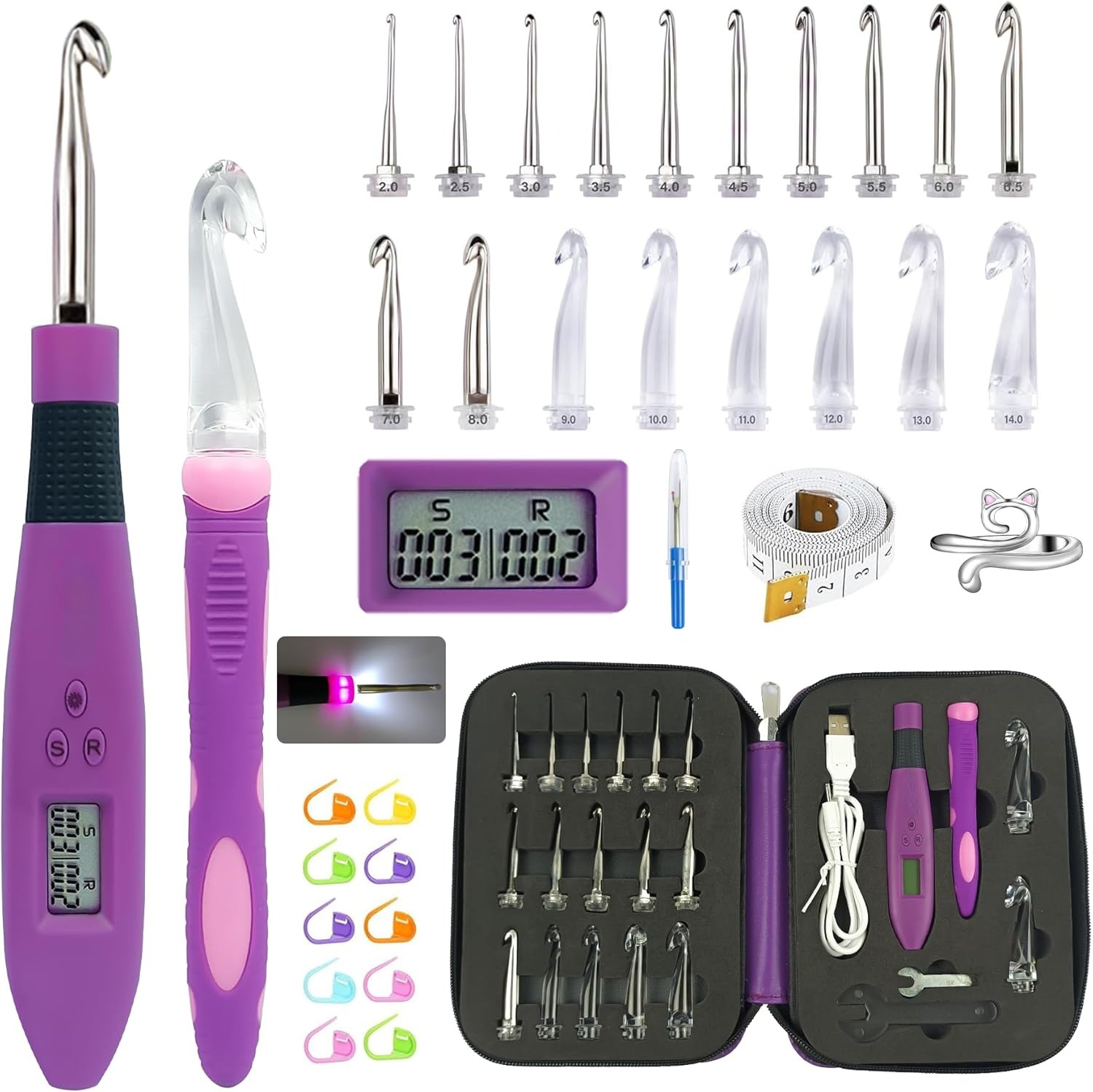 24 Sizes Crochet Hook Set with – обзор и цена Crochet Hook Set