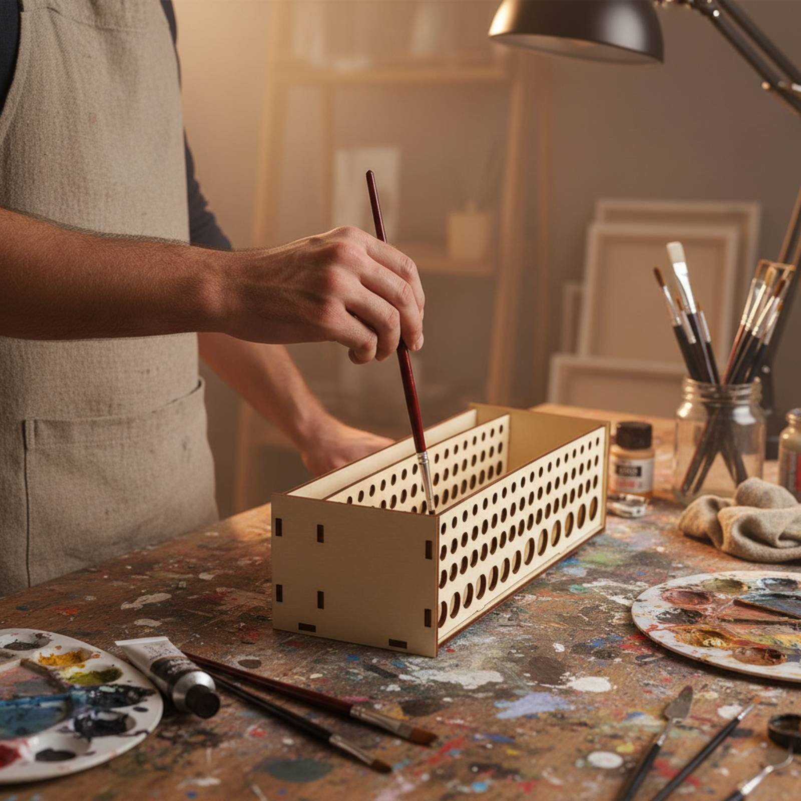 Paint Brush Rack 67 Holes Wood – обзор и цена Art And Craft Studio