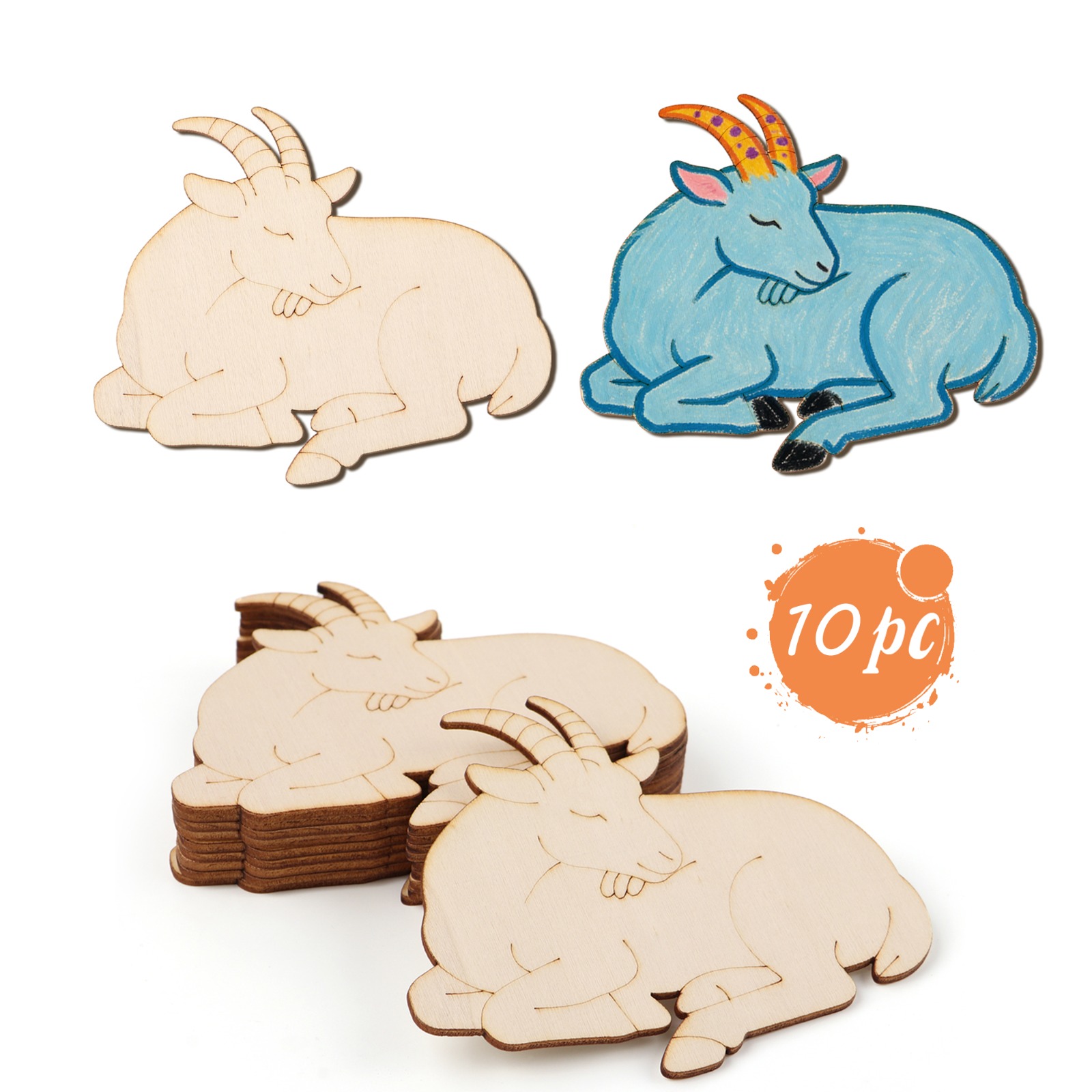 10pcs/set Unfinished Wood Shee – обзор и цена Art Craft Animals