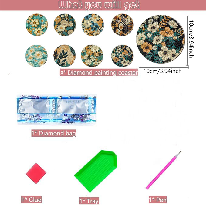 8 pieces DIY diamond Painting  – обзор и цена Art Craft Flower